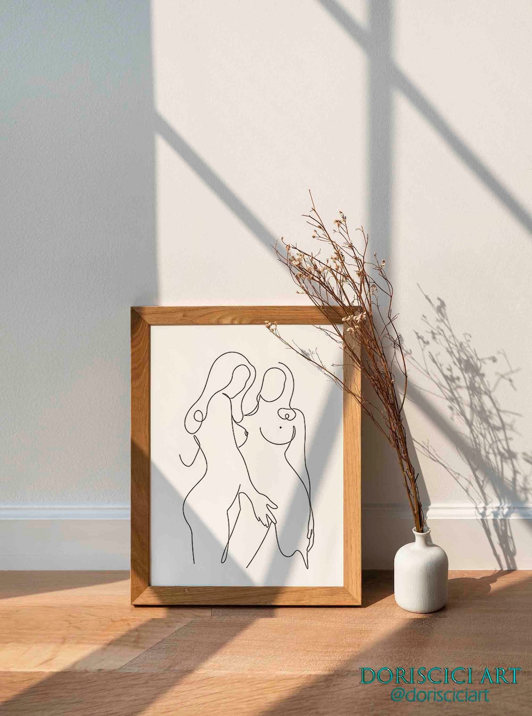 Printable Lesbian Art Print,nude Lesbian Art One Line Drawing,abstract Woman Naked Art,lgbtq