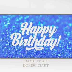 Blue birthday sign,Samsung Frame TV Art,Birthday tv Art,Happy birthday sign,Birthday party decor,Digital download art,Frame TV Art.