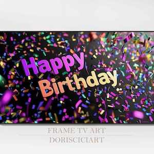 Art de la télévision d&#39;anniversaire, Art de la télévision avec cadre pour Samsung, signe de joyeux anniversaire, décoration de fête d&#39;anniversaire, décoration d&#39;anniversaire, art de téléchargement numérique, art de la télévision avec cadre.