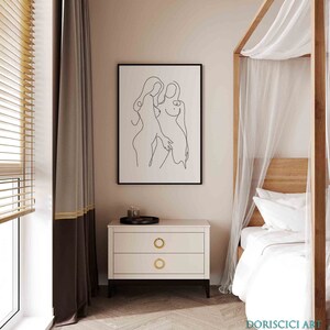 Printable Lesbian Art Print,nude Lesbian Art One Line Drawing,abstract