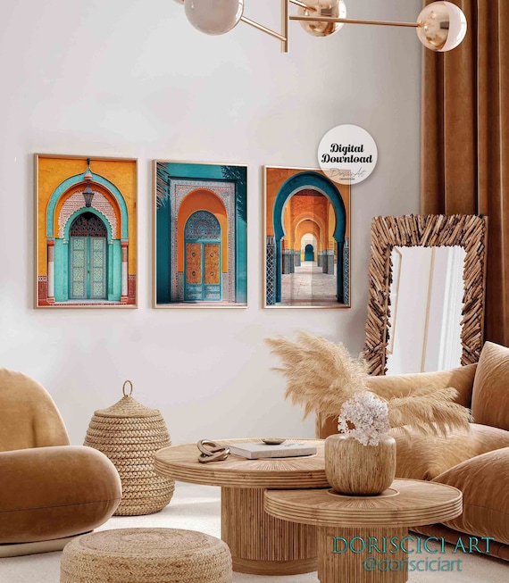Moroccan Door art Printable Set of 3: Islamic Home Decor (Digital Download)