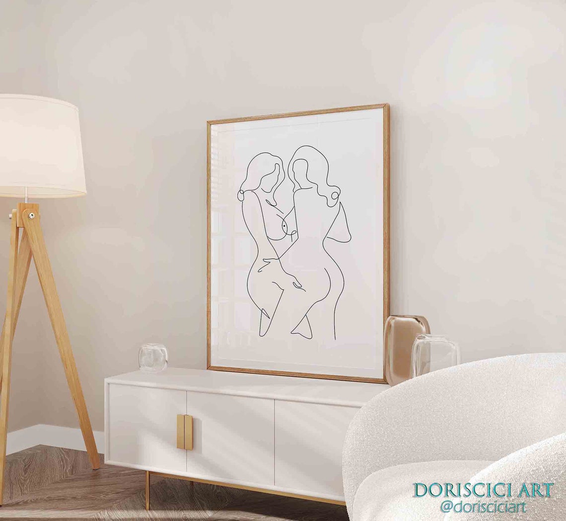 Printable Lesbian Art Printnude Lesbian Art One Line | Etsy