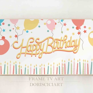 Illustrations pour téléviseur avec cadre Samsung, décoration pour télévision d&#39;anniversaire, enseigne de joyeux anniversaire, décoration de fête d&#39;anniversaire, oeuvre d&#39;art à téléchargement numérique, oeuvre d&#39;art pour télévision avec cadre, oeuvre d&#39;art pour télévision Samsung.