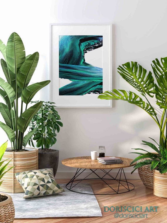 Emerald Green Wall Artabstract Printable Wall Artacrylic Etsy