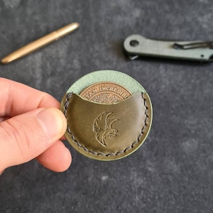 Portamonete Challenge in pelle, custodia per monete Edc, busta per monete Edc Challenge, pelle per monete Edc, busta in pelle Edc, moneta Edc, pelle per ingranaggi Edc