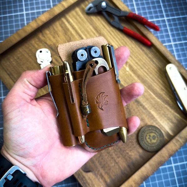 Leatherman Wave/Arc/Charge Belt Sheath,Leather EDC Organizer With Belt Loop,Leatherman and Flashlight Edc Organizer