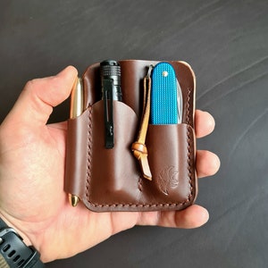 Organizador de billetera Edc de cuero, Organizador EDC de bolsillo frontal, Bolsa de engranajes Edc, Organizador de cuchillo/pluma/linterna Edc, Caddy Edc, Funda de cuero Edc