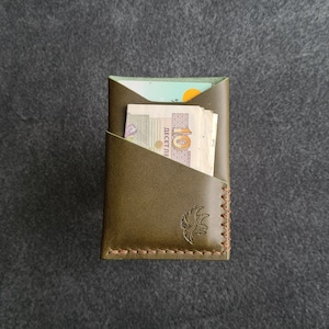 Cartera de cuero minimalista, billetera delgada para hombre, billetera de cuero delgada, billetera de tarjeta de cuero pequeña, titular de la tarjeta de billetera Edc, billetera única para hombres