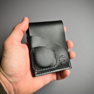コインポケット付きEDCレザーウォレット、EDCコインウォレット、チャレンジコインウォレット、ミニマリストEDCウォレット、エアタグポケット付きウォレット