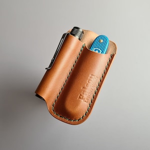 Taschenlampen- und Messer-EDC-Taschen-Organizer aus Leder, Edc-Lederscheide, handgefertigte Ledertasche für Klappmesser und eine Taschenlampe