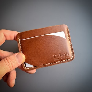 Slanke leren EDC-portemonnee met voorvak, minimalistische portemonnee, leren kaarthouder, slanke lederen kaartportemonnee