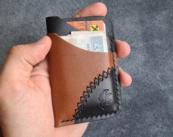 Handmade Minimalist Leather Wallet: Slim Front Pocket Card Holder
