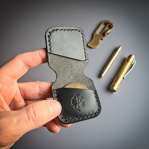 Pochette en cuir pour 2 pièces Edc, porte-monnaie challenge, pochette en cuir pour pièces de rappel