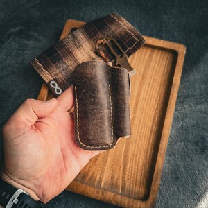 Organizador de bolsillo EDC de cuero marrón, organizador de bolsillo hecho a mano imagen 4