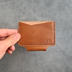 Cartera de cuero minimalista personalizada con ranura para bolígrafo, regalo personalizado hecho a mano para él, titular de la tarjeta Fisher Space Pen, regalo de aniversario imagen 8
