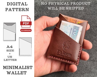 Slim Wallet PDF Pattern,Leather Wallet Template,Front Pocket Minimalist Wallet Digital Pattern,Mens Wallet PDF Pattern,PDF Template