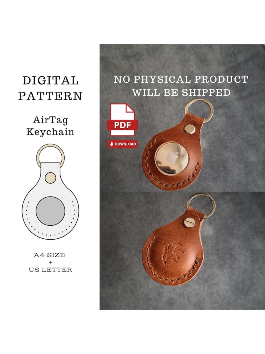AirTag Keychain PDF Pattern: Leather Case Template (A4/US Letter) - Etsy