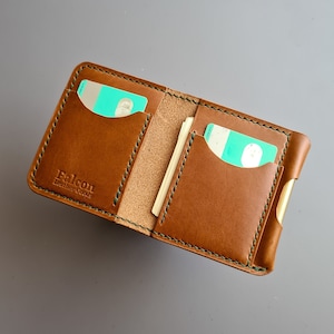 Cartera de cuero Edc con ranura para bolígrafo, cartera de cuero Fisher Space Pen, cartera con bucle para bolígrafo, cartera de cuero hecha a mano con soporte para bolígrafo
