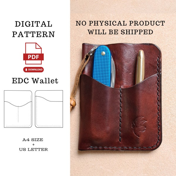 Edc Wallet-PDF Pattern,Edc Pocket Organizer Digital Template,Edc Caddy PDF Template,Leather Pouch,Leather Slip, Digital Download PDF