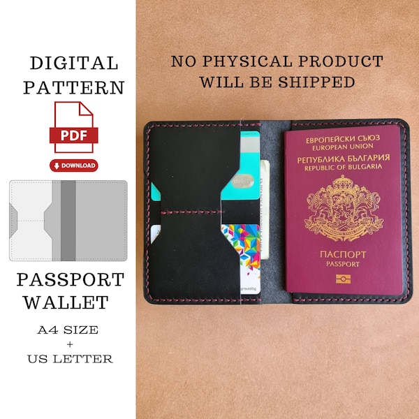 Passport Wallet Pattern,Leather Travel Wallet PDF Template,Wallet Digital Pattern,Mens Wallet PDF Pattern,PDF Template,Digital Download