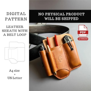 Leather Sheath PDF Pattern: Belt Loop Organizer Template (A4 & US Letter)