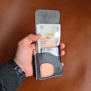 Cartera Edc Pen con bolsillo para monedas, cartera Edc de cuero, cartera de monedas Edc, cartera de monedas Challenge, cartera Edc minimalista, cartera AirTag de cuero