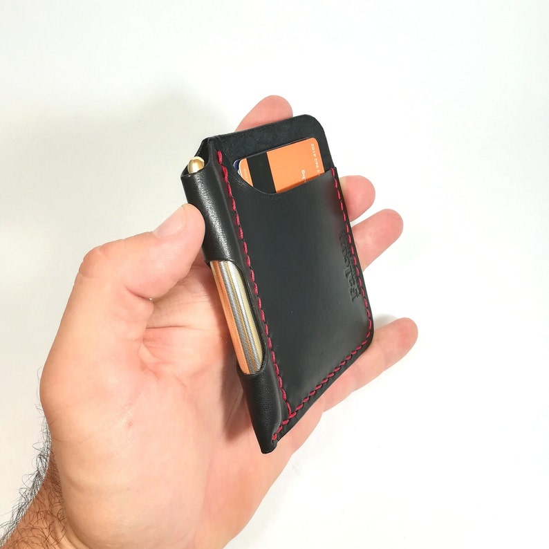 Edc Pen and Card Holder Edc Leather Wallet Minimalist Edc Etsy