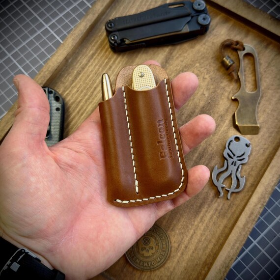 Leather EDC Pocket Organizer for a Sak/slip Joint/folding Knife