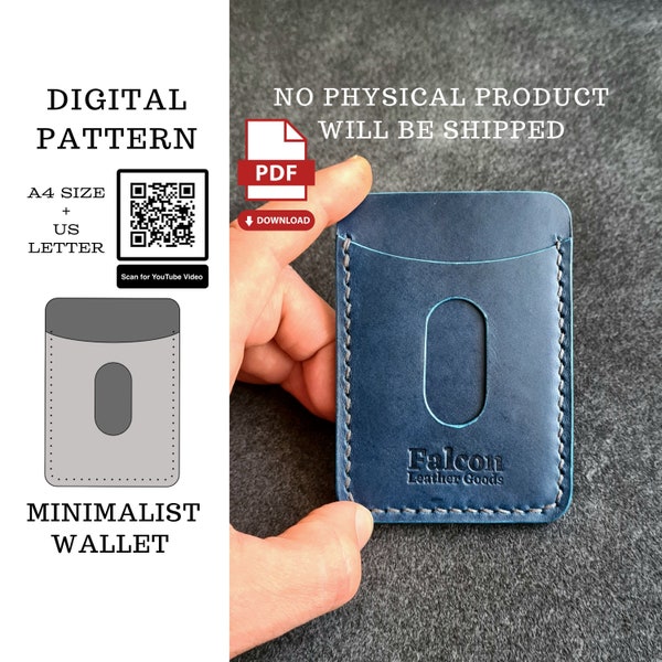 Minimalist Wallet Pattern,Leather Wallet Template,Slim Wallet Digital Pattern,Mens Wallet PDF Pattern,PDF Template,Digital Download