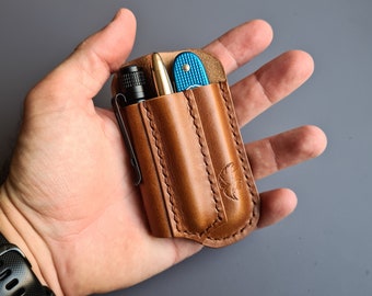 Organiseur de poche Edc,Organisateur de poche en cuir,Pochette pour équipement EDC,Etui en cuir SAK,Etui pour lampe de poche,Organisateur de poche avant,Etui en cuir Edc