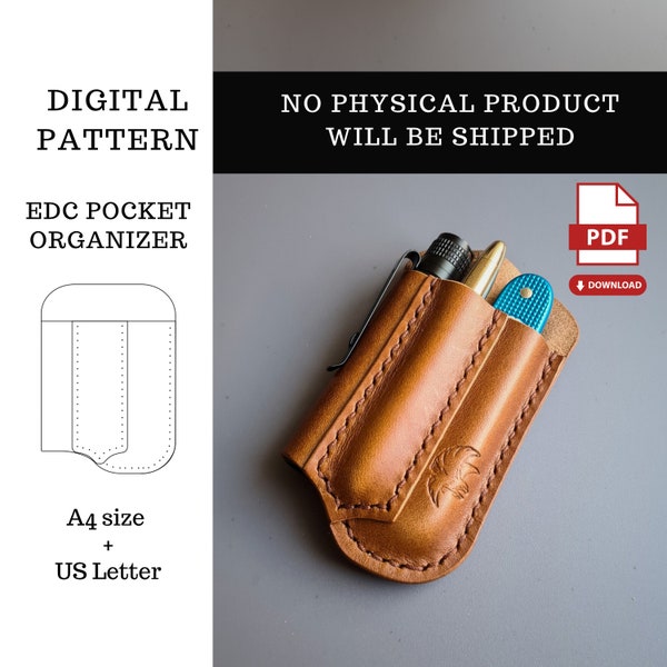 Edc Pocket Organizer PDF Pattern,Pdf Template Leather Edc Organizer,Leather Sheath Template,SAK and Flashlight Sheath Digital PDF Template