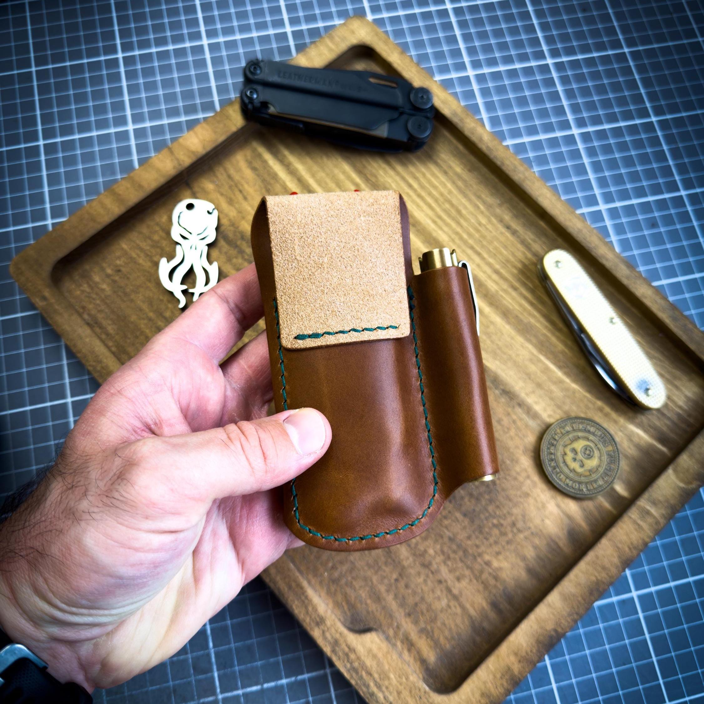 Tourbon Hunting Leather Folding Knife Sheath Trapper Knife Sheath With 3 Slots For Belt EDC - View #12