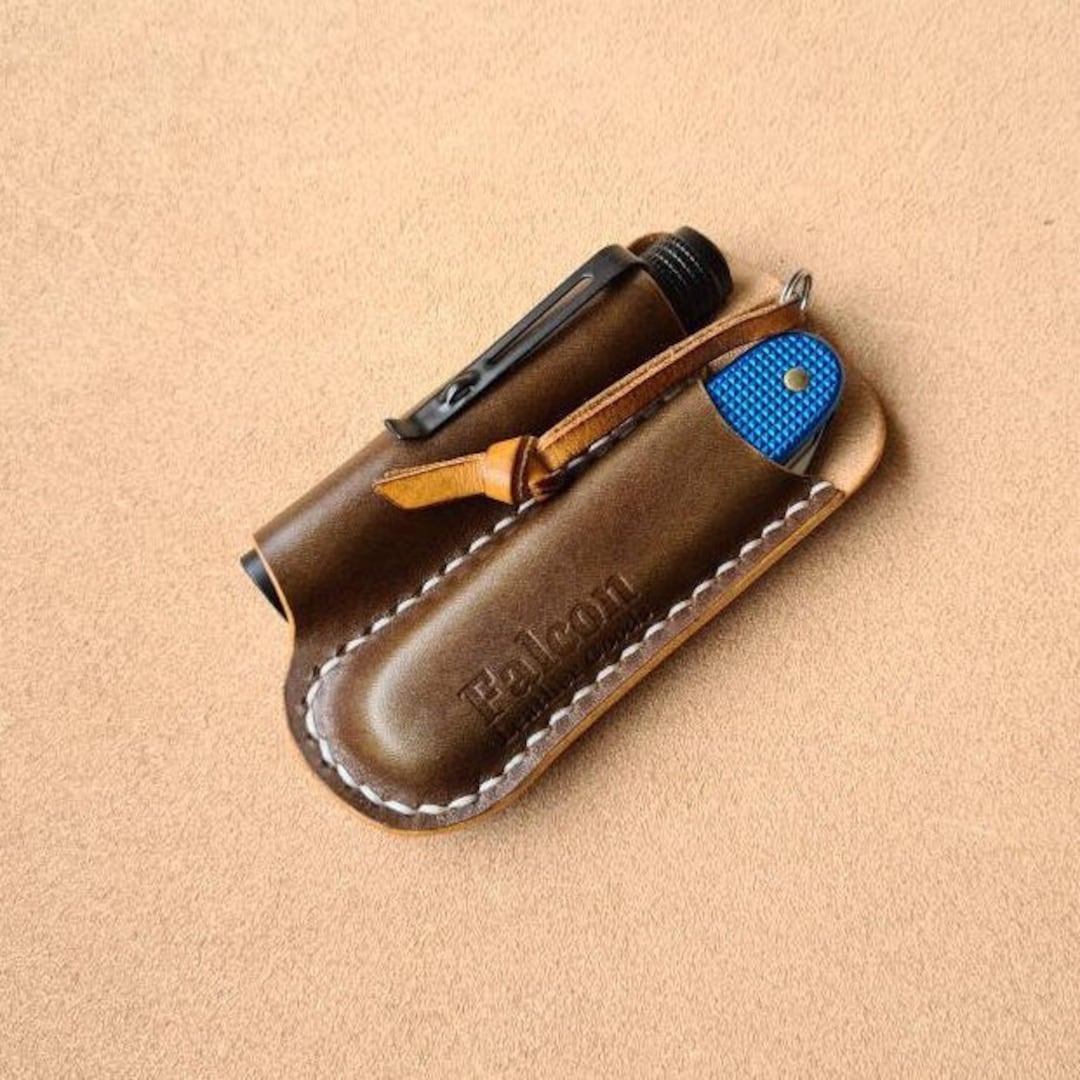 Flashlight and Knife Leather Sheath,flashlight Holder,olight & SAK
