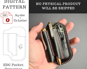 Edc Pocket Organizer PDF Pattern, PDF Template Leather Edc Organizer, Leather Sheath Template, Digital PDF Template