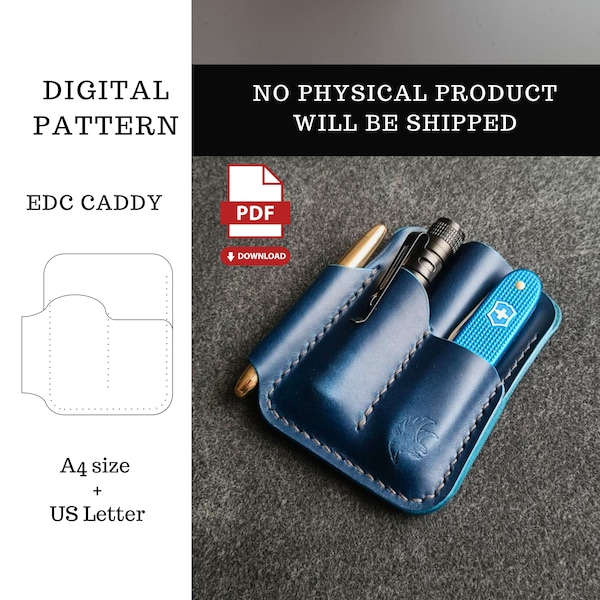 Modello PDF Edc Caddy, modello digitale Edc Pocket Organizer, modello PDF portafoglio Edc, custodia in pelle, slip in pelle, download digitale PDF