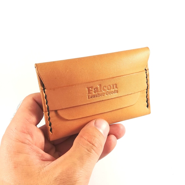 Flap Minimalist Leather Wallet,Slim Card Holder,Slim Leather Wallet,Slim Mens Wallet,Leather Card Holder for Men