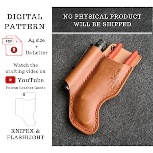 Leather Sheath PDF Pattern: Flashlight & Knipex Cobra 125