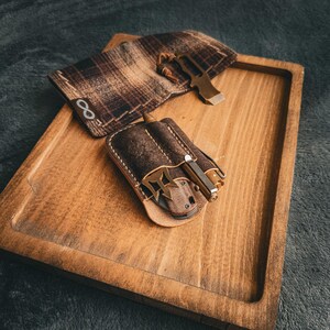 Organizador de bolsillo EDC de cuero marrón, organizador de bolsillo hecho a mano imagen 3