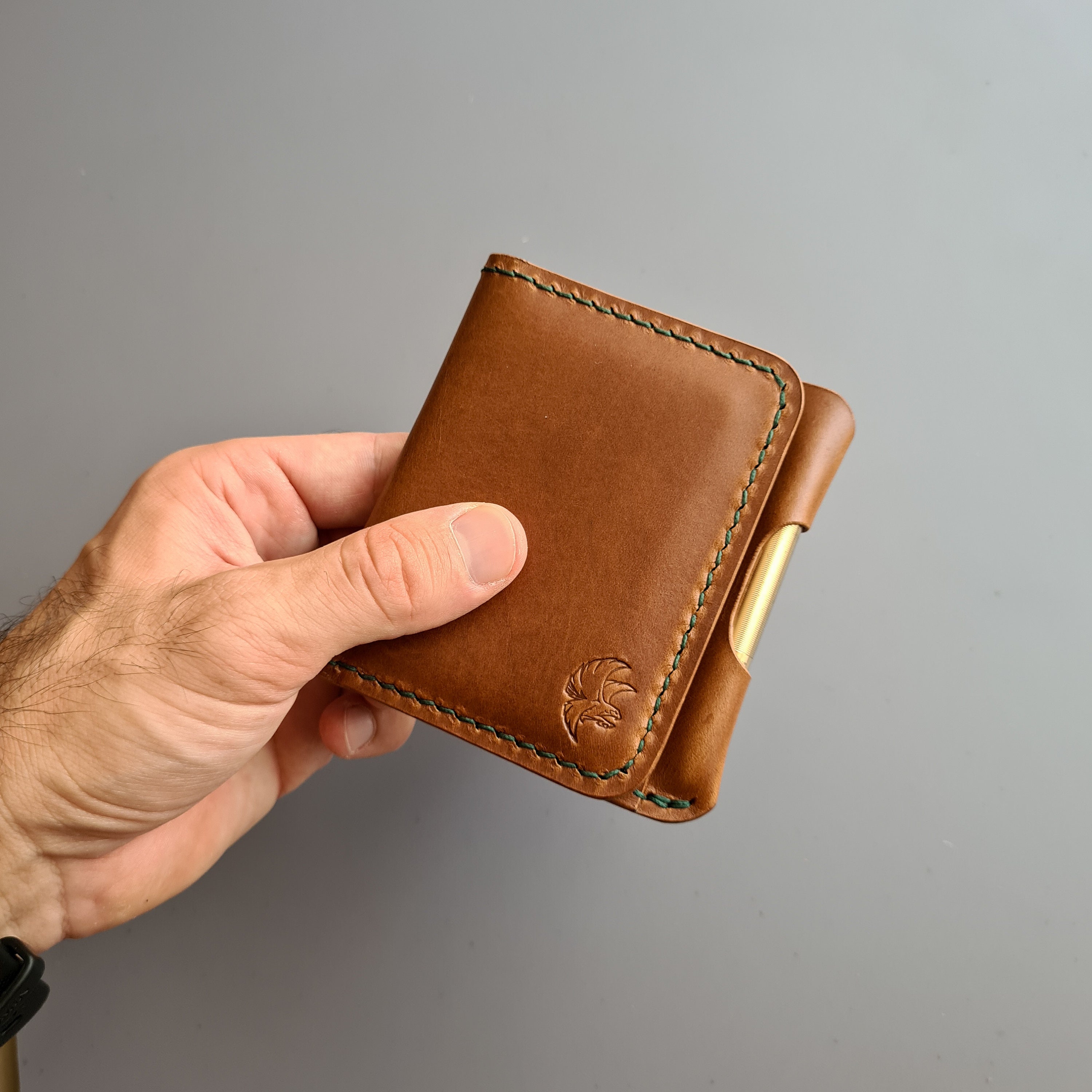 Edc Leather Wallet With a Pen Slot, Fisher Space Pen Leather