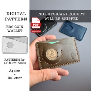 Patrón PDF de billetera de monedas de desafío, plantilla de billetera Edc, patrón digital de billetera delgada, patrón PDF de billetera para hombres, plantilla PDF, descarga digital