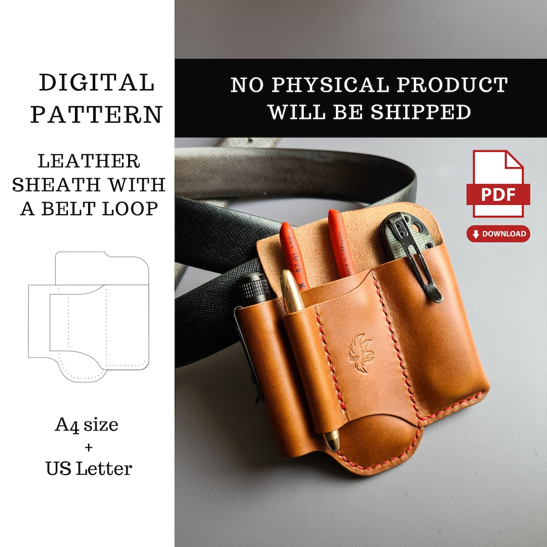 PDF Pattern for a Leather Sheath With a Belt Loop,leather Organizer for ...