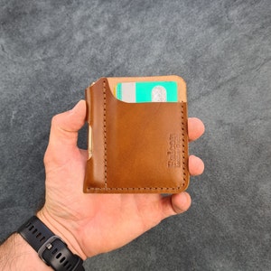 Cartera Edc minimalista, titular de la tarjeta Edc, cartera de cuero Edc, cartera con ranura para bolígrafo, titular de la tarjeta de cuero que se adapta a un bolígrafo Edc, equipo Edc