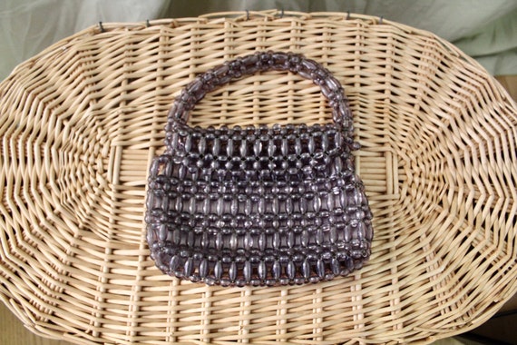 Grey Beaded Handbag - image 2