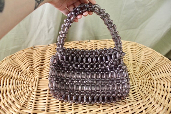 Grey Beaded Handbag - image 1