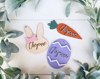 Easter Basket Tags, Customized Easter Tags, Laser Cut Tags, Wood Tags, Carrot Tag, Easter Egg Tags, Easter Bunny Tags, Easter Name Tags