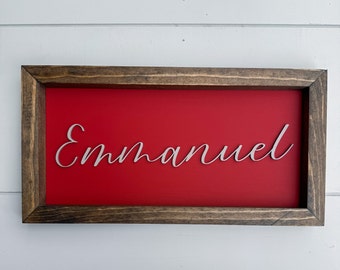 Emmanuel Sign, 3D Signs, Christmas Signs, Wood Signs, Christmas Decor, Holiday Decor, Religious Decor, Christmas Gift, Bible Verse, Gifts