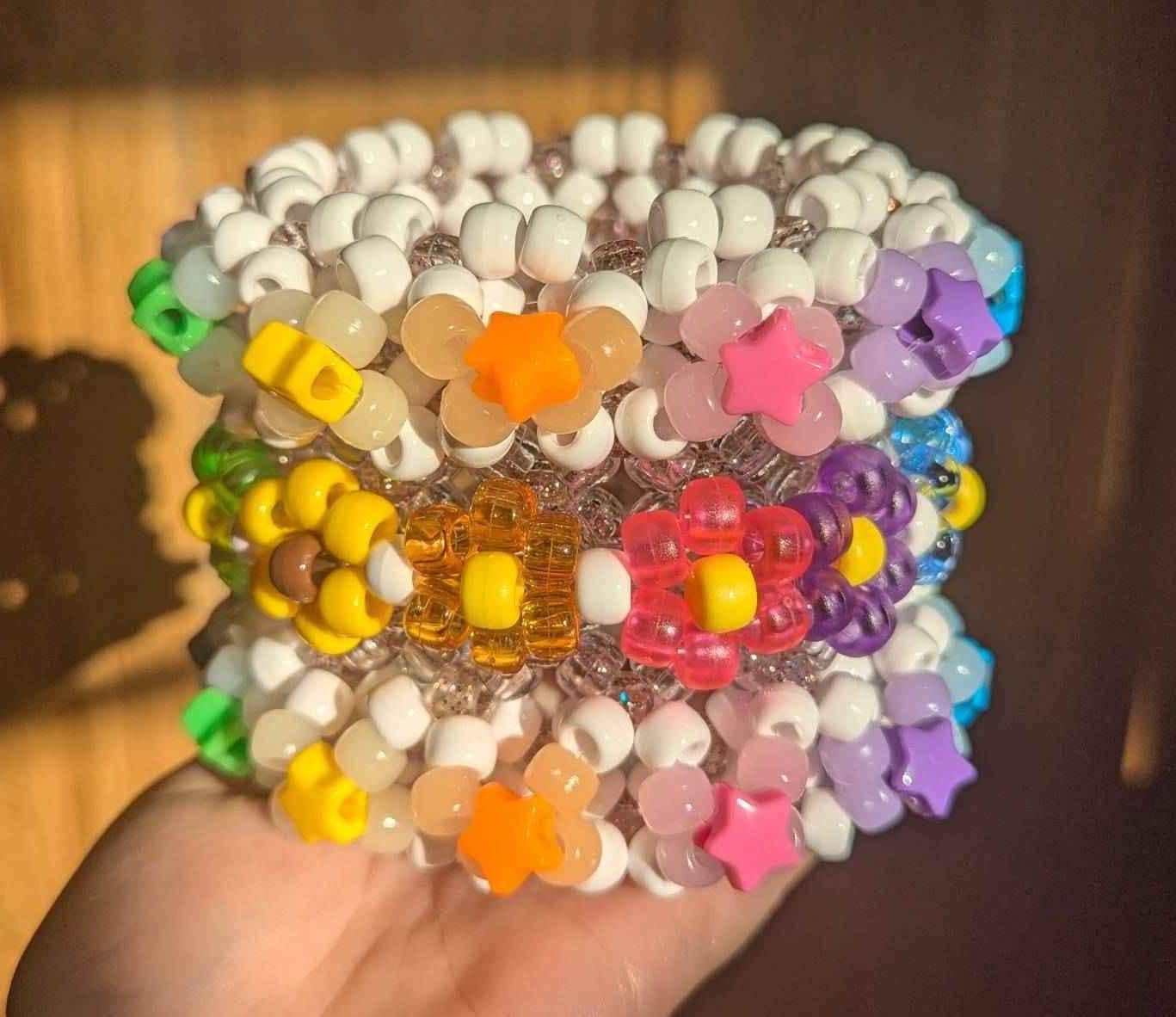 Flower Rotating Kandi Cuff | Uv Color Changing | Handmade