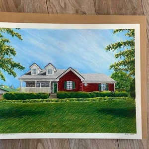 Handmade My Home Colored Pencil Drawn Drawing Memory Gift