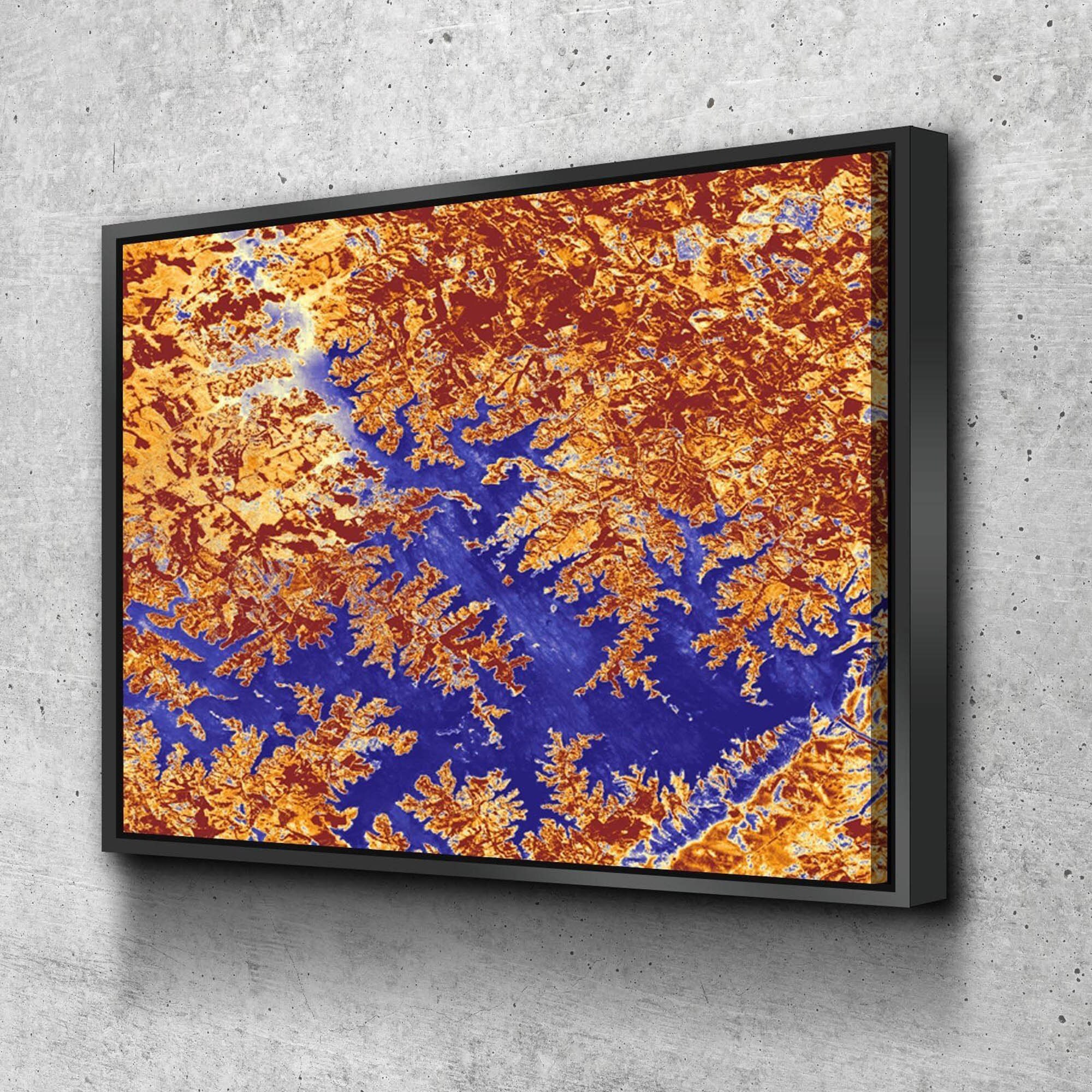 Smith mountain lake map art from space classy blue and gold gallery