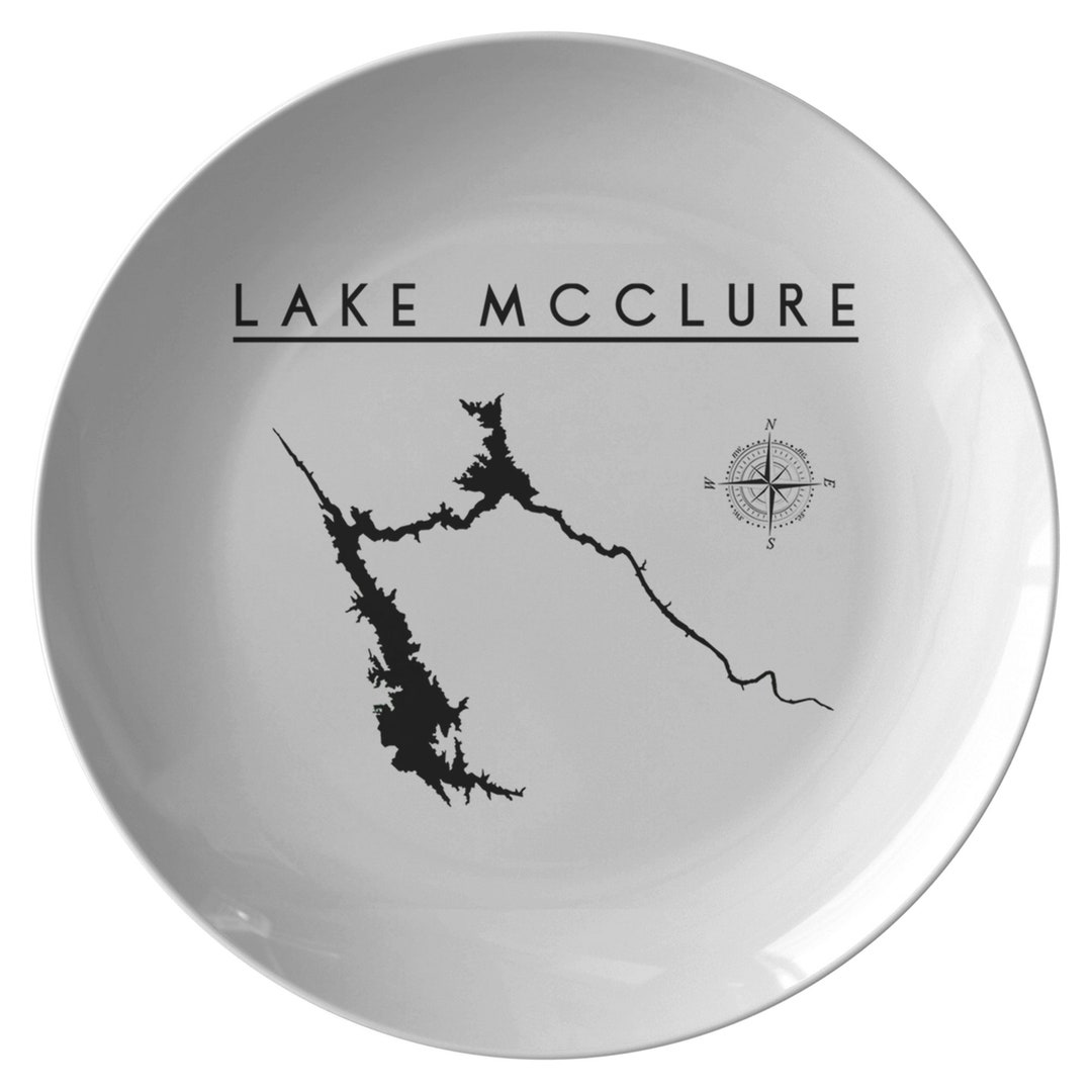Lake Mcclure Map Plate Lake Gift Printed Valentines Day Etsy